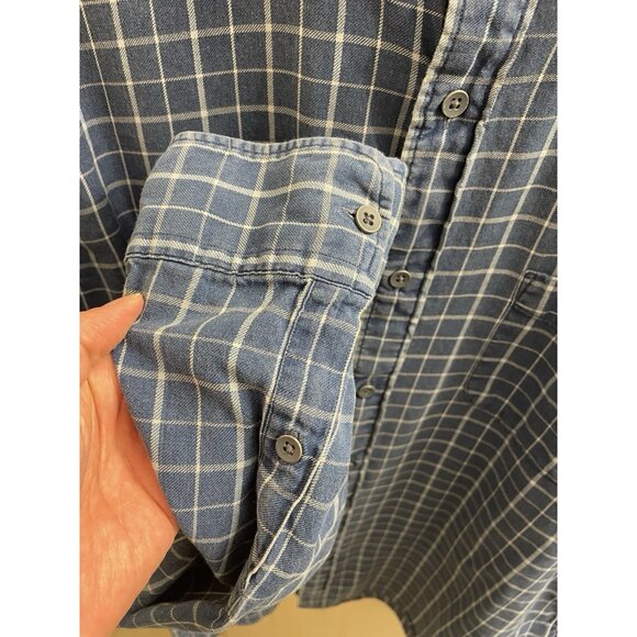 Faherty Men's Blue Plaid Long Sleeve Button Down Shirt Size Xl Light Flannel - Picture 7 of 9